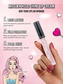 MISSLYN-HOLO SHINE Lip Gloss, Long-Lasting Shimmer, Sparkling Diamond Luster, Brand Makeup, Face Painting Cosmetics, Suitable For Women And Girls, Perfect For Winter, Y2K Style, Fashion , Suitable For Birthday, Valentine's Day, Party, New Year And Other Occasions, Best Gift Choice, Vegan And Cruelty-Free - 19 紅唇 - 查看 3