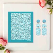 Plantilla de serigrafía de arcilla polimérica con patrón asimétrico, serigrafía de arcilla, utilizada para decorar pendientes de arcilla y otras joyas de arcilla