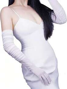 Lady's Black Makeup Ballroom Gloves, Highly Elastic Mesh Opera Gloves, Elegant, High-End, UV-Resistant And Fashionable. Suitable For Wearing At Opera Balls, Bridal Weddings, Halloween Role-Playing Events And Festival Parties. - Multicolor - View 7