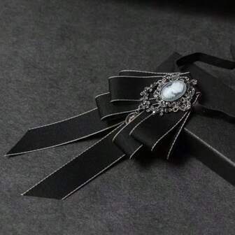 1 st fluga i vintagestil, blombrosch med British Academy-krage, enfärgad professionell accessoar, unisex