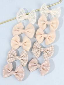 10 szt. spinek do włosów dla dziewcząt na jesień/zimę, spinki do włosów z serii beżowej, lniane spinki do włosów z kokardką, urocze i ciepłe akcesoria do włosów dla dziewcząt, odpowiednie do szkoły, na co dzień i na święta, miękkie akcesoria do stylizacji włosów - Wielokolorowe - Zobacz 9