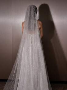 1 件 3 米长星光新娘头纱，适合婚礼仪式、婚纱摄影、登记，带梳子 - 米粉紅色 - 查看 15