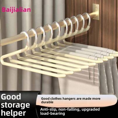 10 pièces/20 pièces Cintre à pantalon en forme d'oie en acier inoxydable avec pince sans couture antidérapante. Organisateur pour placard, support en forme de Z, pinces à pantalon antidérapantes robustes, solution de rangement des vêtements économe en espace, compatible avec les pantalons larges, conception à double pince, organisateur de garde-robe résistant à la rouille, accessoire de placard et pratique