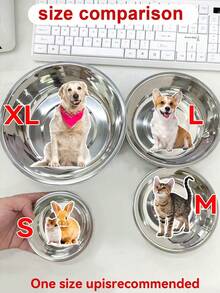 1pc/2pcs Stainless Steel Cat/Dog Bowl, Pet Feeding Bowl, Anti-Slip Anti-Bite Durable