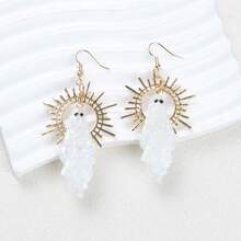 2pcs Bohemian Retro Ghost Hoop Earrings, Halloween Party Jewelry Gift