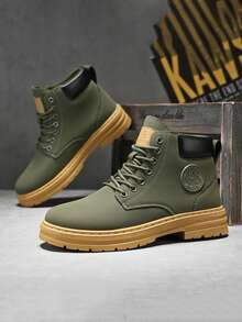 Men's Boots 2025 New Autumn/Winter Vintage Versatile High-Top Work Shoes, Thick Sole Comfortable Soft Increase Height British Style Leather Boots Streetwear - Multicolor - View 8