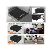 22 英寸 X 22 英寸沙发垫支撑，适用于下垂坐垫，40D 高密度泡沫沙发，沙发垫支撑，适用于下垂座椅，黑色 - 黑色 - 查看 4