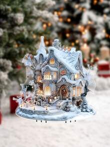 Acrylic Snow House Yard Decor - 20cm/7.87inch, 20cm/7.87inch, Scratch & Chemical Solvent Resistant, Clean Cut Edges, Ideal For Christmas, Halloween, New Year, Winter & General Season Decorations