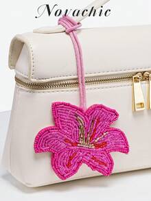 1pc Handmade Beaded Flower Bag Charm Suitable For Daily Bag Matching (Charm Only No Bag Included) Y2K - Hot Pink - View 2