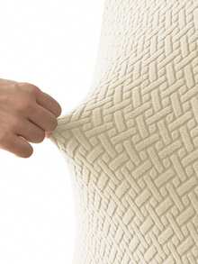 1PC, Elastic T-Shaped Abstract Grid, Small Single Sofa Cover, Household Items, All-Season Sofa Cover, Complete Set, Sofa Cover, Dust Cover, Suitable For Bedrooms And Studies, Perfect For Christmas Use - Beige - View 5