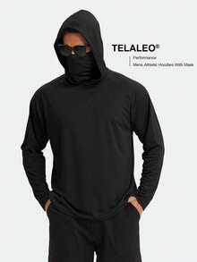 TELALEO 3 件男友风格男士防晒连帽衫 UPF 50+ 长袖防紫外线 SPF T 恤带面罩防晒衣钓鱼轻便