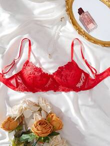 1 szt. biustonosz damski z siateczki haftowanej na fiszbinach