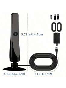 Antena HDTV 2025 nueva - Recepción de señal omnidireccional de 360°, compatible con TV inteligentes 4K HD, incluye cable coaxial de 3,05 metros, alimentada por USB, plug & play
