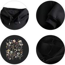 Women's Floral Printed Hoodies Vintage Aesthetic Flower Graphic Sweatshirt Cute Boho Fleece Thermal Hoodie Pullover - màu xanh lá - Xem 11