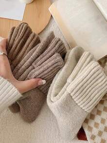 5 Paar Damen Dicke Socken, Super Dicke Schneesocken für Herbst/Winter, einfarbig, modisch & vielseitig - Verschiedenfarbig - Übersicht 3