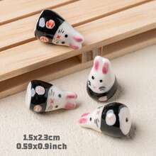 5pcs Cute 15*23mm 3D Rabbit Handpainted Ceramic Beads, Suitable For DIY Bracelet, Necklace, Earrings, Phone Charm, Keychain, Jewelry Making, Loose Beads With Hole - Rabbit - View 8