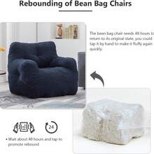 Bean Bag Chairs For Adults And Kid Teddy Fabric Fluffy And Lazy Sofa Filled With Memory Sponge BeanBag Sofa With Armrests For Living Room,Bedroom(Blue) - Màu xanh đậm - Xem 7