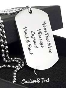 Customizable Stylish Metal Military Emblem Chain Necklace, Men's Zinc Alloy Metal Pendant Necklace, Casual Hip-Hop Style, Military Badge-Inspired Square Pendant Necklace For Men, Perfect As A European And American Boyfriend Gift, Perfect As A Christmas Gift. - Multicolor - View 5