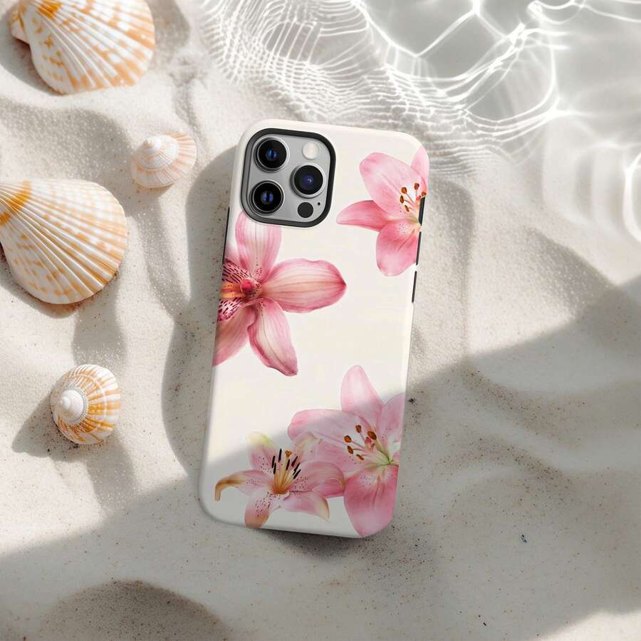 Pink Hibiscus Phone Case Tropical Floral Flower Print Cover Compatible With IPhone 16 15 14 13 12 11 Pro Max