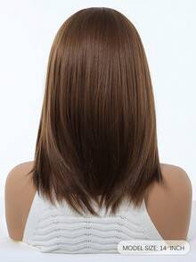 14 Inch Brown Wig With Bangs, Layered And Fashionable, Women's Synthetic Fiber Wig, Comfortable And Suitable For Holidays, Gatherings, And Everyday Wear - Brown - View 8