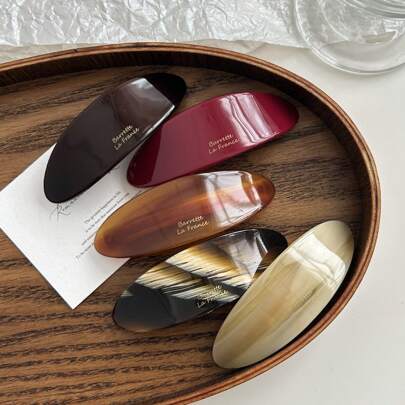 1 pezzo Fermaglio per capelli da donna in design piatto in acrilico, 9,8 cm, ovale, accessori per capelli, fermaglio per coda di cavallo bassa, semplice accessorio per capelli, fermaglio per la parte posteriore della testa, adatto per ragazze con capelli corti e voluminosi, per uso quotidiano, regalo per festival, fermagli a pinza, fermagli per capelli, fermagli per capelli