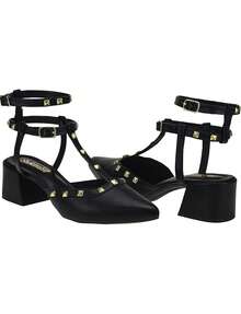 Women's Pumps Block Heel Shekinah Strap Studs Spike Carnation Fashion Simple Casual PVC Shiny Studded Party 2025 - 查看 5