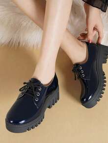 Zapato Escolar Casual Niña Mujer Plataforma Negro recubierto Kuali Shoes - Negro - Ver 2
