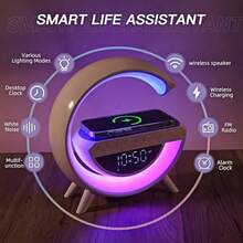 3-in-1 Night Light Wireless Charger with Bluetooth Speaker Table Lamp Bedside Lamp with Rechargeable Battery 2-3 Hours - 1PCS - Ver 1