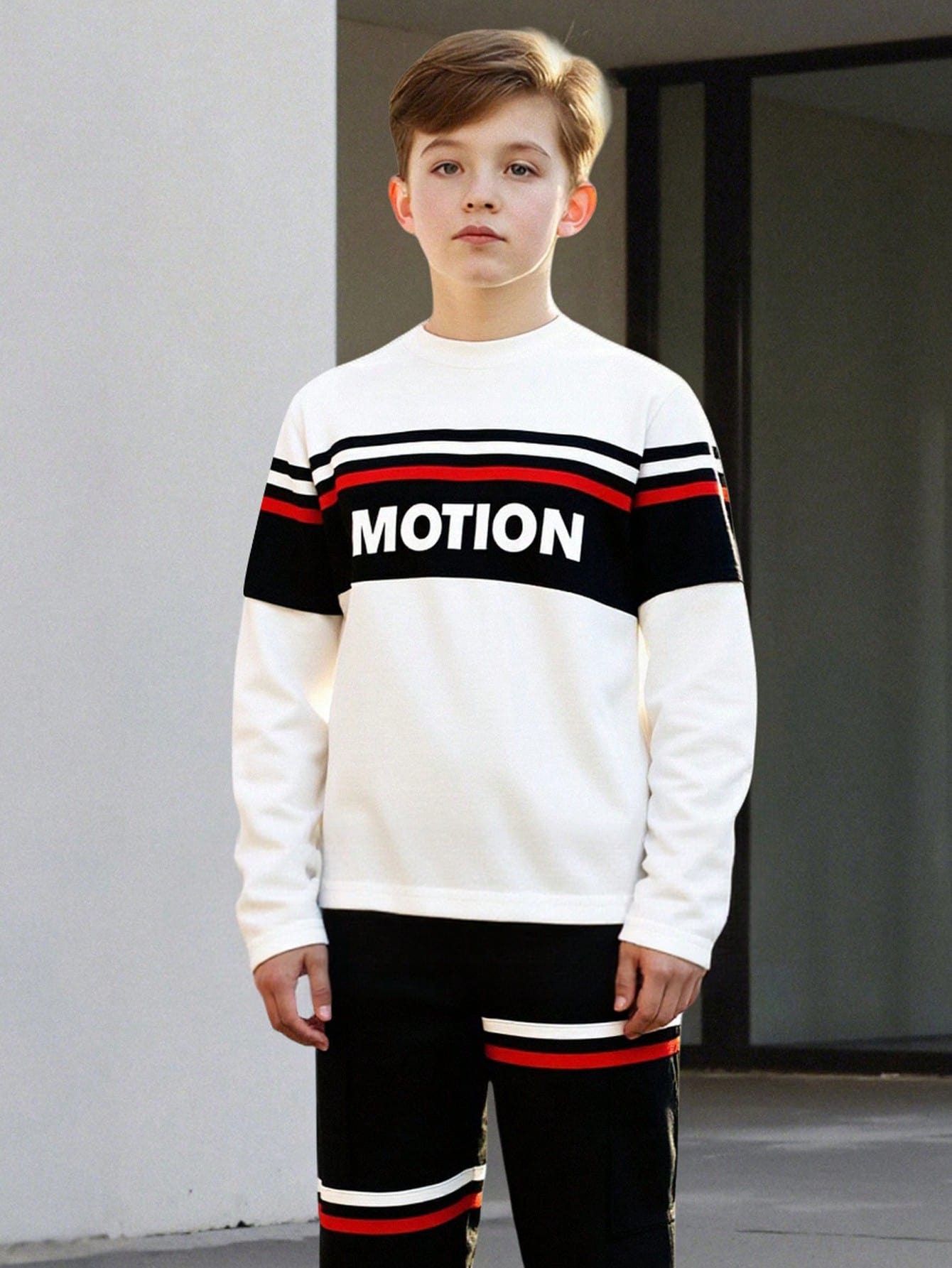 مجموعة من 2 قطعة هودي بأكمام طويلة بطباعة الأحرف و...