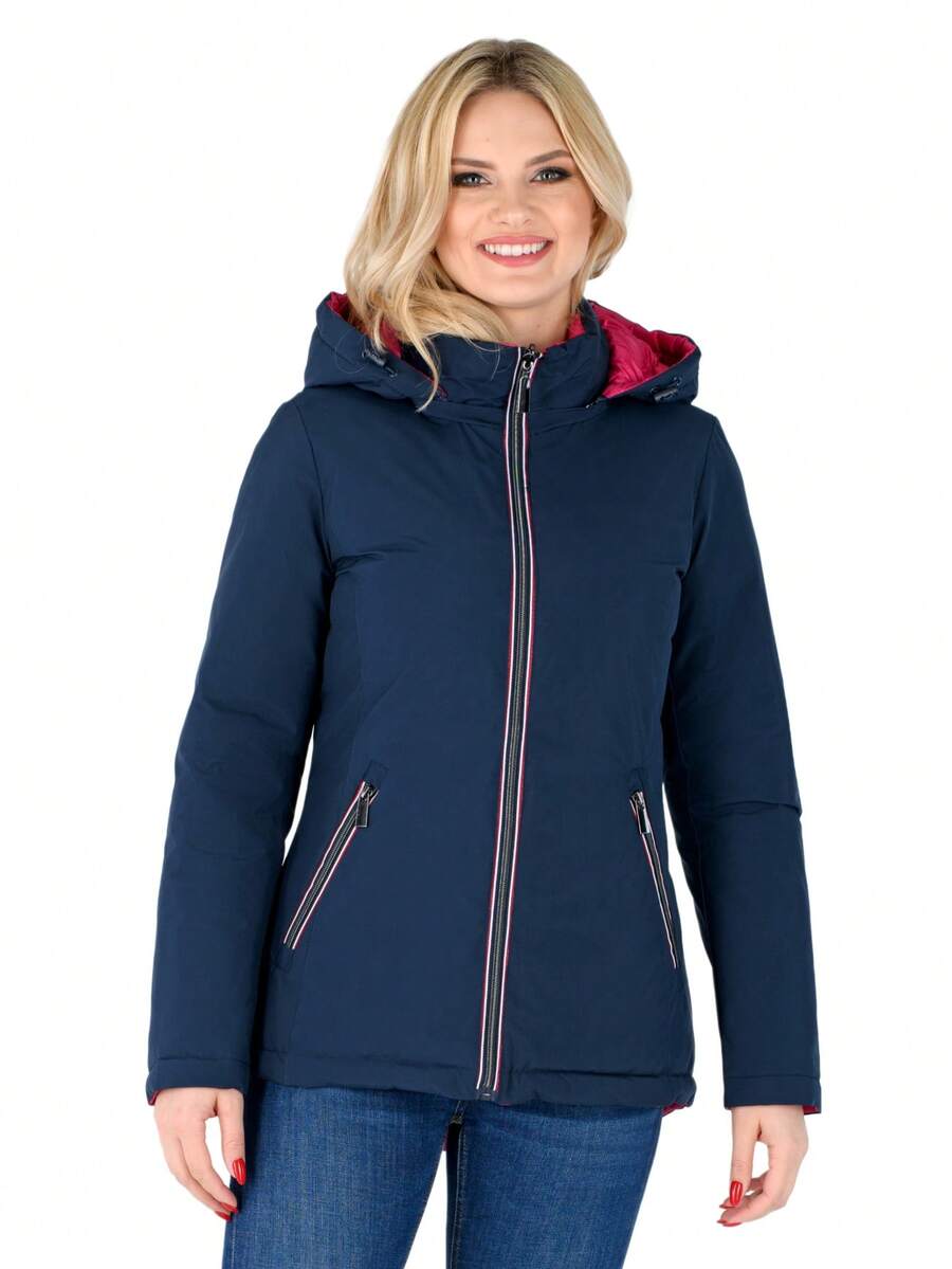 Women's Puffer Jacket Quilted Lightweight Padding Hood Packable Bubble Coat - 深藍色 - 查看 1