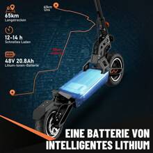 TODIMART S9 Electric Scooter For Adults, Brushless Motor, Maximum Range Of 65-80 Km, 10-Inch Off-Road Tires, Handles Slopes Of 25°, And Can Be Folded And Stored With A Maximum Load Of 130 Kg - 黑色 - 查看 6