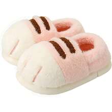 Plush Cat Paw Slippers,Non-Slip Soles, Cozy And Cute SlippersChristmas - Pink - View 2