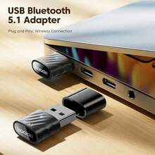 Toocki USB 蓝牙适配器蓝牙 5.1 无线蓝牙接收器发射器适配器适用于电脑扬声器鼠标音乐音频适配器 - 黑色 - 查看 4