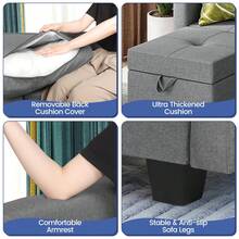 Modern 2 Seater Sofa With Storage, Sectional Sofa, Removable Couch Back Cushion Covers - Fabric Small Sofa For Living Room - 2-seater (dark Gray) - View 4