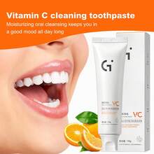 110g Pasta de dientes blanqueadora con bicarbonato de sodio y vitamina C - Refresca el aliento, elimina las manchas, blanquea los dientes, protege las encías, fórmula de limpieza profunda y pulido para una sonrisa talla grande brillante y saludable, apta para uso en el hogar y viajes