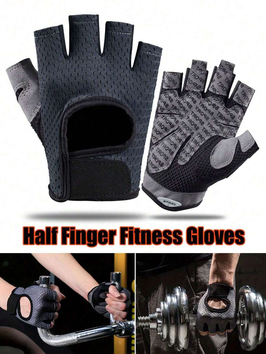 1 Pair Cycling Gloves For Men, Half Finger Anti Slip, Shock-Absorbing, Breathable Equipment, Gym, Cycling, Outdoor Sports Gloves, Half Finger Men's Gym, Sports Yoga, Anti Slip, Anti Cocoon Riding, Breathable Mesh, Outdoor Camping, Fitness Gloves