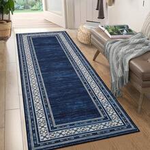 1pc Washable Luxurious Soft Carpet, Suitable For Living Room, Bedroom, Ultra-Thin Modern Geometric Bordered Print Carpet, Indoor Non-Slip Decorative Carpet, Short Plush Foldable Carpet, Minimalist Neutral Area Rug, Office, Farmhouse Decor, Blue - Area Rug, Modern Large Living Room Carpet, Indoor Soft Edged Geometric Pattern Carpet, Bedroom Rug, Non-Slip Short Plush Floor Mat, Dining Room Carpet - Multicolor - View 11