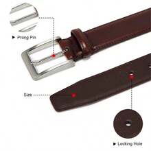 Men's Genuine Leather Dress Belts,Handmade,Adjustable,Durable,Suitable For Work, Business, And Leisure,With A Gift Box - Burnt Umber - 查看 2