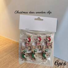 2026 Cleme de lemn pentru decorațiuni de Crăciun pentru casă, Cleme de lemn pentru brad de Crăciun, Cleme de lemn pentru decorațiuni de petrecere / 6 buc Decorațiuni de Crăciun Pijamale de Crăciun Cadouri de Crăciun Decor de Crăciun - Multicolor - Vizualizare 12