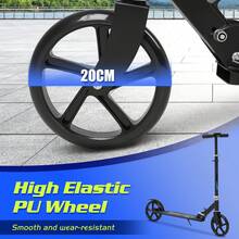 Advwin Folding Kick Scooter 3 Adjustable Height For Ages 6+ Kid Teens & Adults 20cm PU Wheels Load 100kg Blue