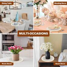 1/2/4/6/8pcs Round Fringe Printed Linen Placemats, White Concentric Circle Placemats, Wedding Theme Round Placemats, Suitable For Restaurant, Party, Holiday Decoration