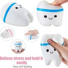 1/2/4 Pieces Jumbo Tooth Slow Rising Fake Tooth Anxiety Relieve Toy Dental Toys Dental Assistant Gifts For Stress Relief Teens, Adults(Classic)
