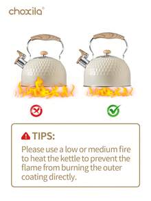 choxila 1个2升白色锤纹鸣笛水壶，适用于燃气灶，适合家庭、茶馆等各种场合，厨房用品，返校用品，旅行配件 - 響壺 - 查看 5