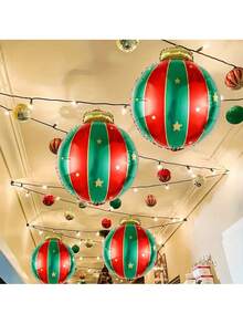 2/4 piezas Bolas de adorno rojas y verdes de Navidad, adecuadas para decoración de fiestas navideñas, decoración con tema rojo y verde, prop con tema de bolas de Navidad para fotografía, decoración para ambiente navideño, decoración navideña para el hogar, adornos de Año Nuevo, se pueden usar para chimenea, pared, techo, etc.