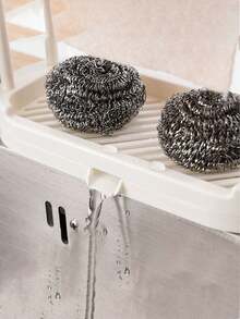 1pc Space-Saving Countertop Kitchen Organizer Rack, Kitchen Sink Organizer Tray With Drip Tray, Compact Sink Organizer Box With Quick Drainage Design, Easy Installation Without Drilling, Suitable For Storing Dishcloths, Sponges, Brushes, Soaps In Kitchen & Bathroom - Multicolor - View 4