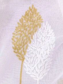 1 件优雅欧式刺绣薄纱窗帘，防尘半透明，适用于卧室和客厅 - 彩色 - 查看 7