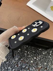 2025新款花卉圖案手機殼附掛繩，相容 Galaxy S25、S24、S24 Plus/S24+、S24 Ultra、S24 FE、S20、S21、S22、S23 系列，可愛淺紫色愛心造型手機殼 - 黑色 - 查看 5