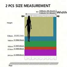 2pcs Set Gray & White Feather Print Sheer Curtains - Rod Pocket, Machine Washable Polyester For Living Room & Bedroom Decor, HD Digital, Window Screen, Decorative, Study - Multicolor - View 7