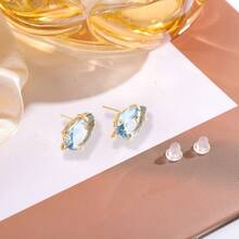 4pcs Copper Inlaid Crystal Glass Water Drop Shaped Earring Pendants With Holes, DIY Handmade Earring Jewelry Making Accessories - Multicolor - View 15