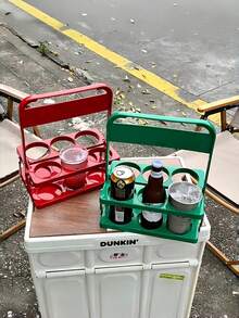 1 件复古风格便携式啤酒篮，可容纳 6 瓶，可折叠酒架，啤酒架，饮料啤酒手持支架，啤酒瓶架桶架，咖啡奶茶便携式储物篮，运动水瓶便携式手持支架，啤酒架，简单方便，适合日常使用和派对用品，啤酒节必备 - 彩色 - 查看 2